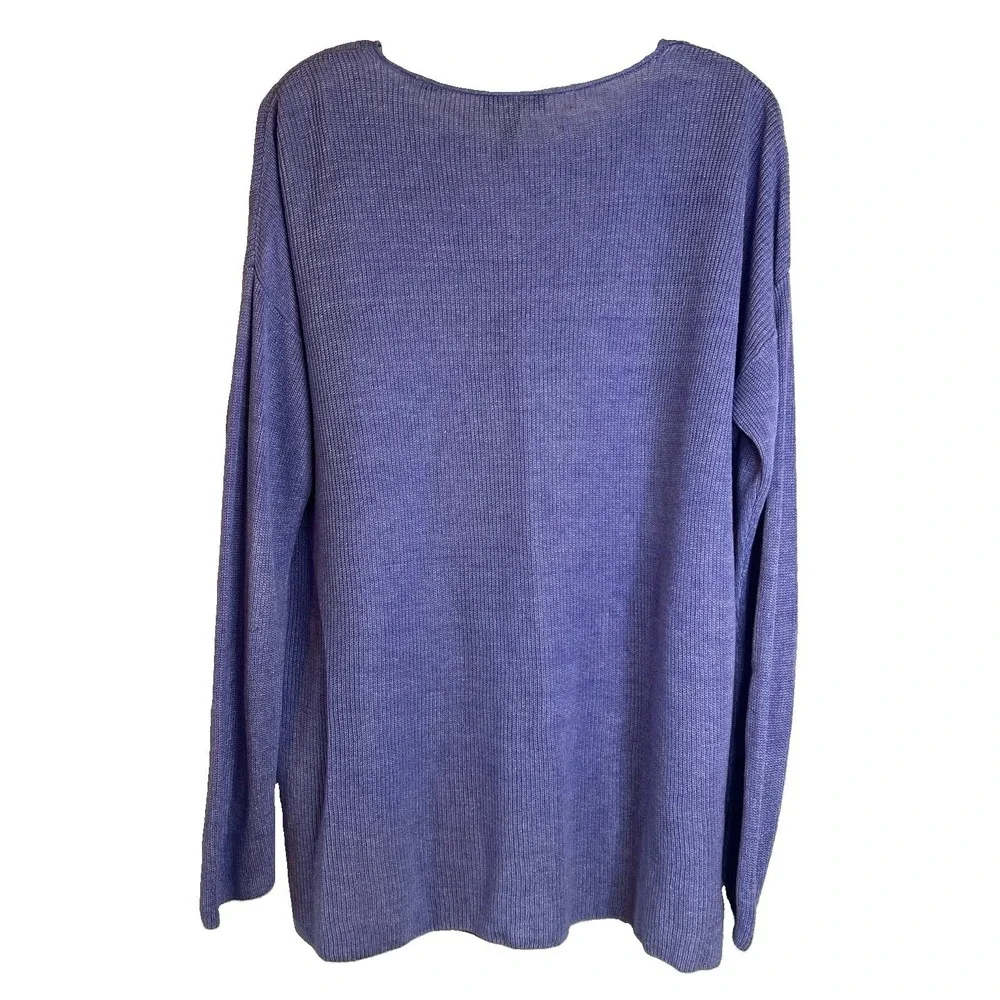 NWOT Eileen Fisher Purple Think 100% Organic Linen Sweater High Low Size S/P